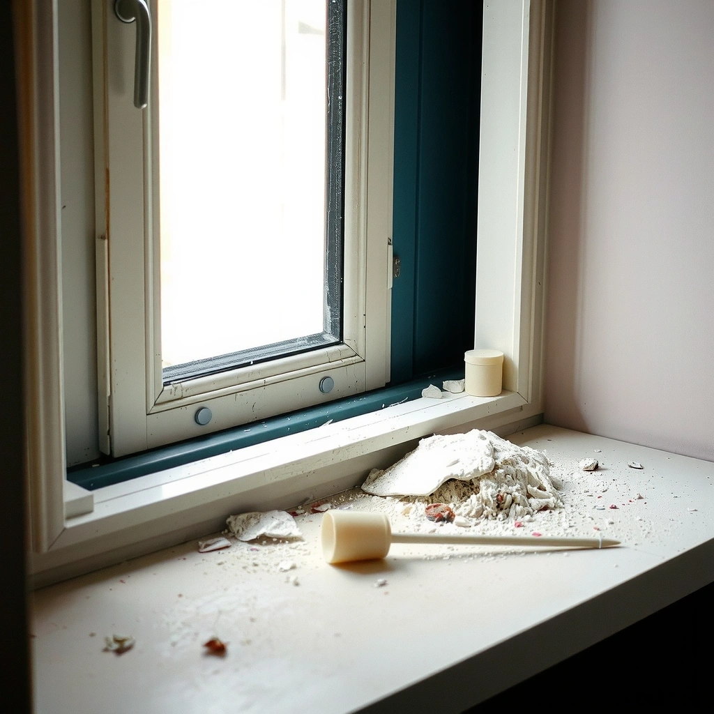 Débris sur appui de fenêtre