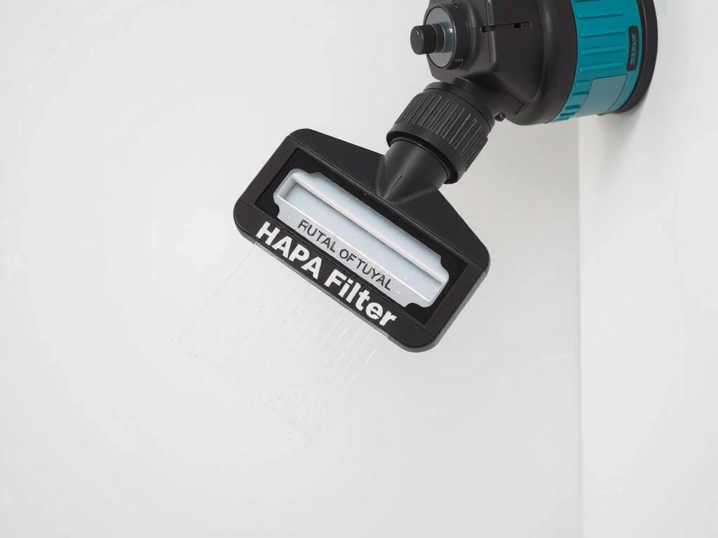 Aspirateur HEPA en action sur une corniche