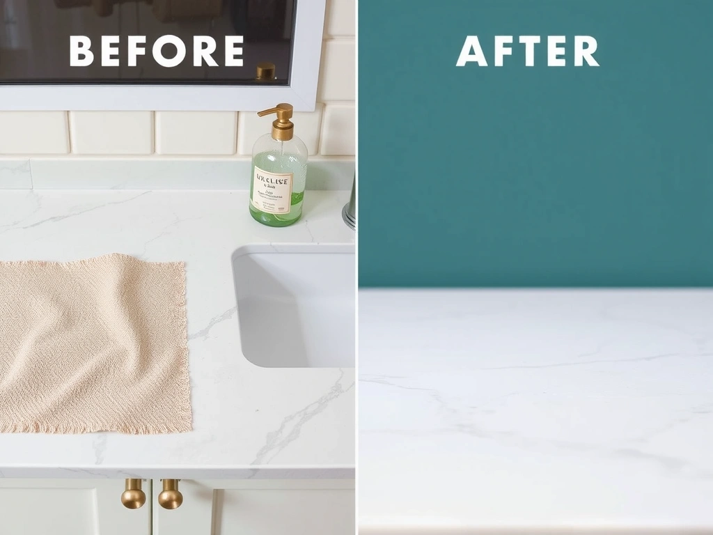 Surface en marbre avant/après nettoyage