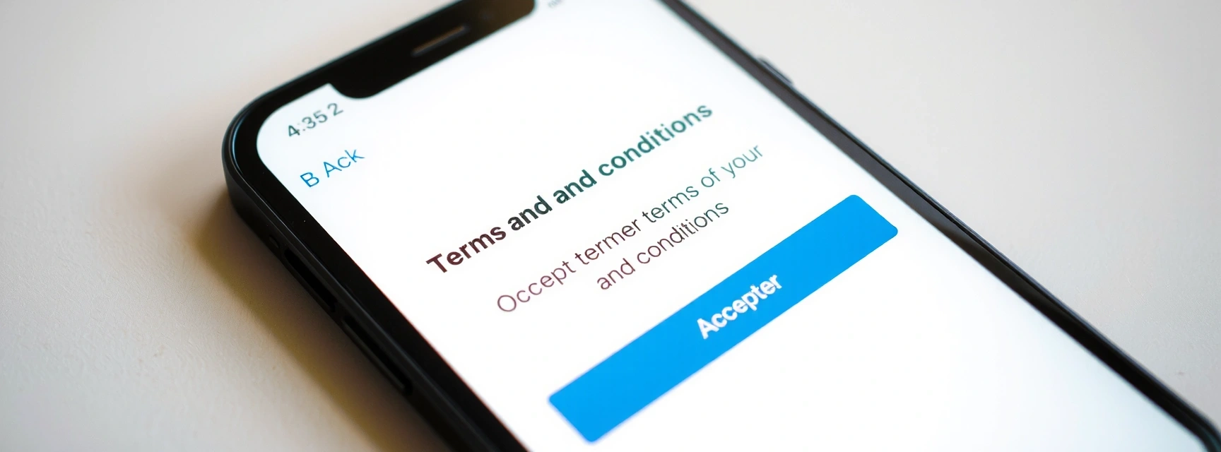 Interface claire pour l'acceptation des conditions